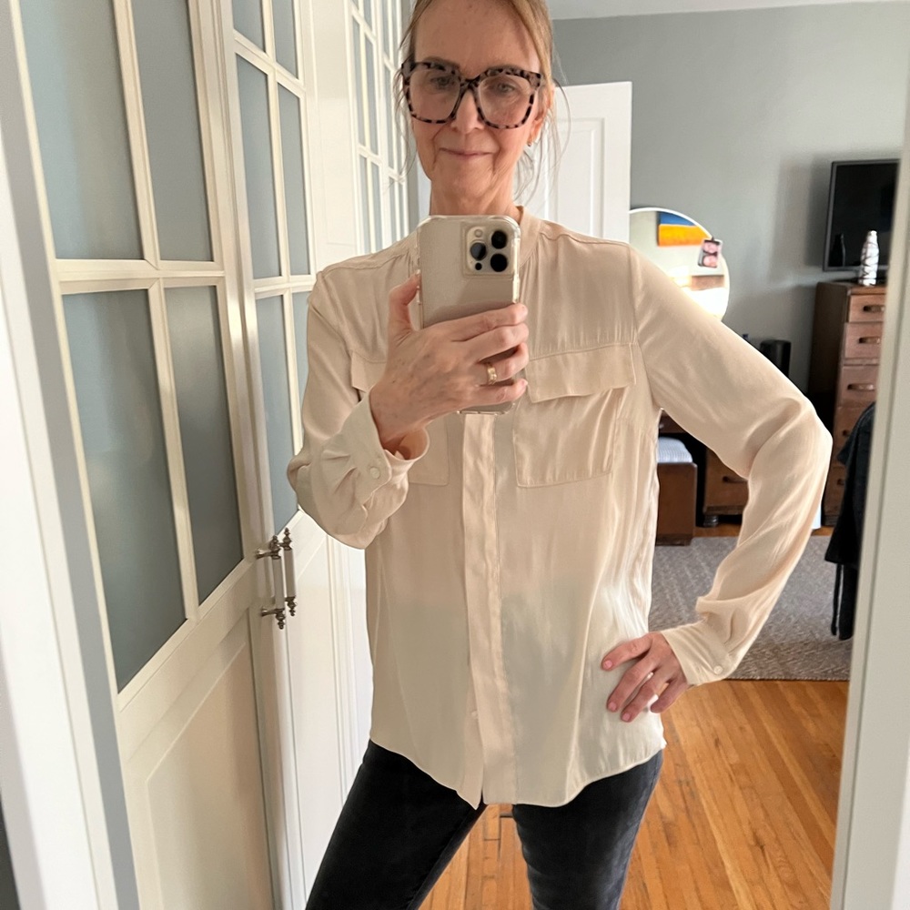 Banana Republic Utility Button-Up Blouse - size small - cream
